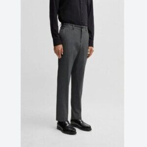 Hugo Boss Dark Gray Salt and Pepper 100% Wool Leenon Dress Pant in 30R